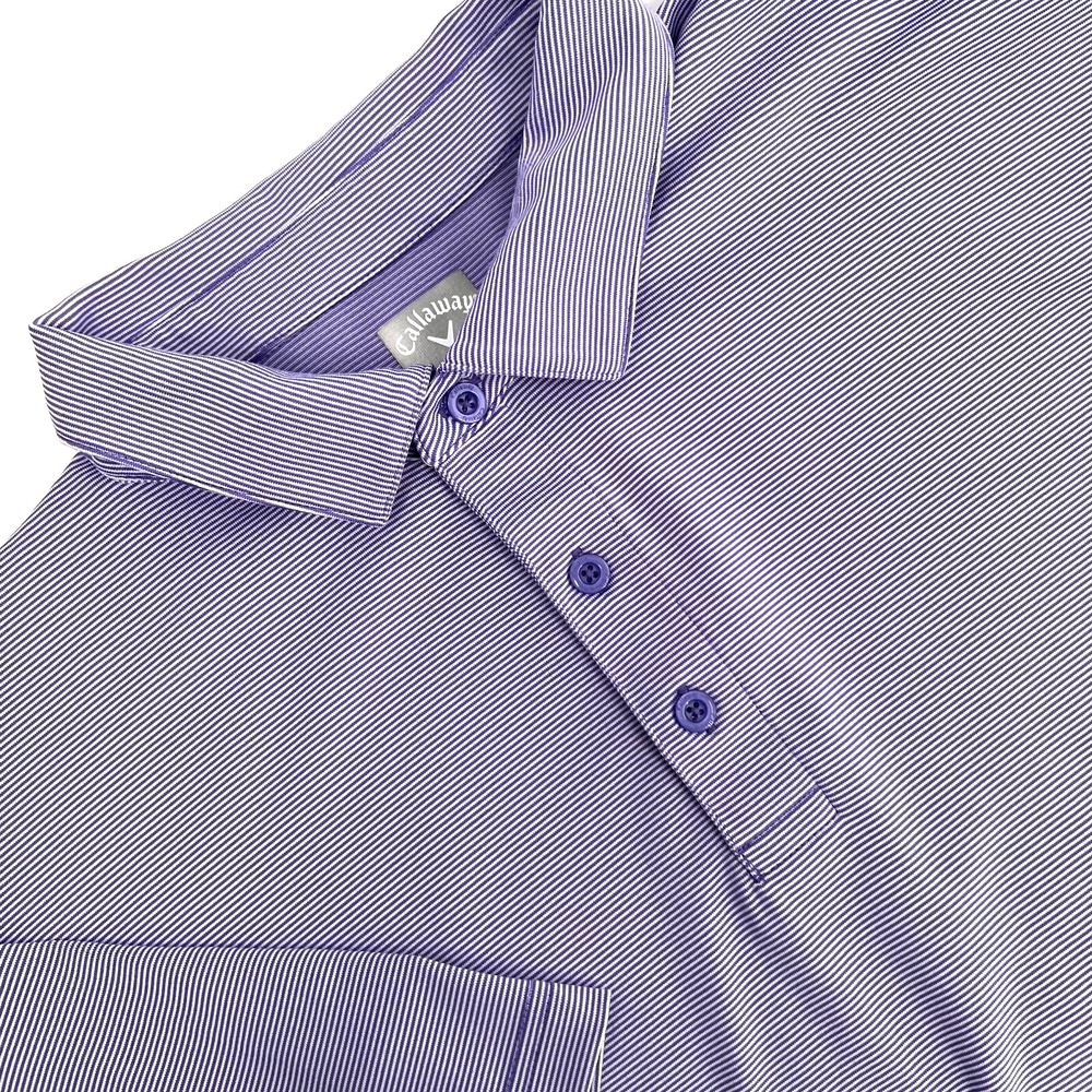 CALLAWAY Opti-Dri Men's XL Lavender Striped Short-Sleeve Performance Polo Shirt